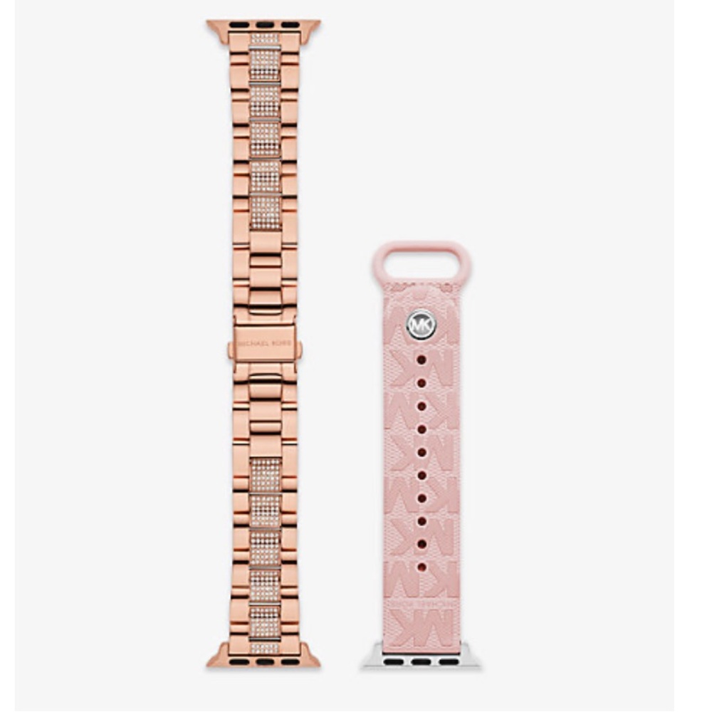 Michael Kors Pavé Rose Gold-Tone and Logo Strap for Apple Watch® Gift Set NWT - Picture 6 of 11